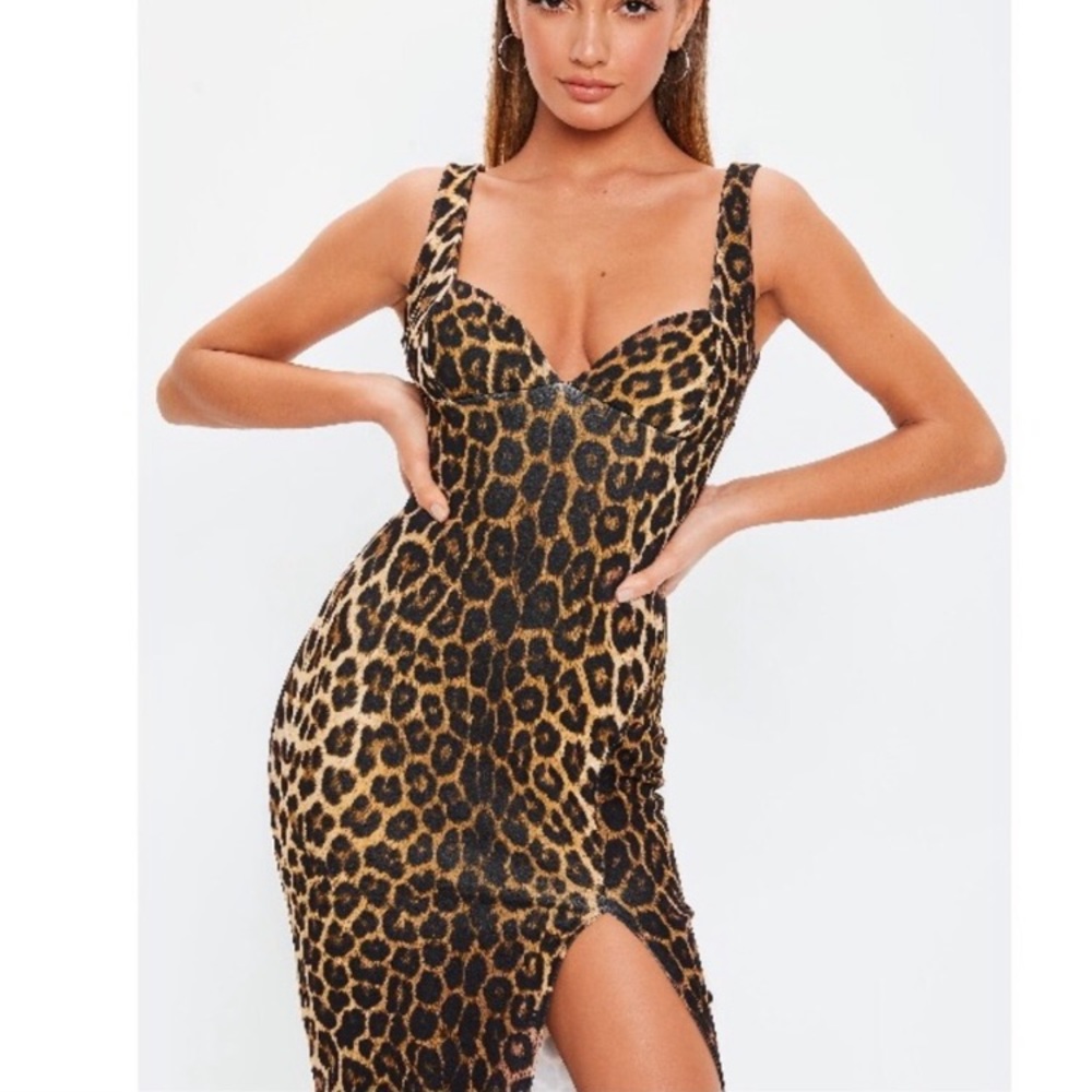 Cheetah Midi Dress with Slit